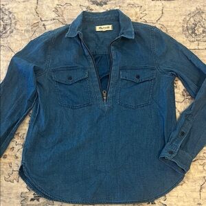 Madewell Indigo Half-Zip Denim Shirt